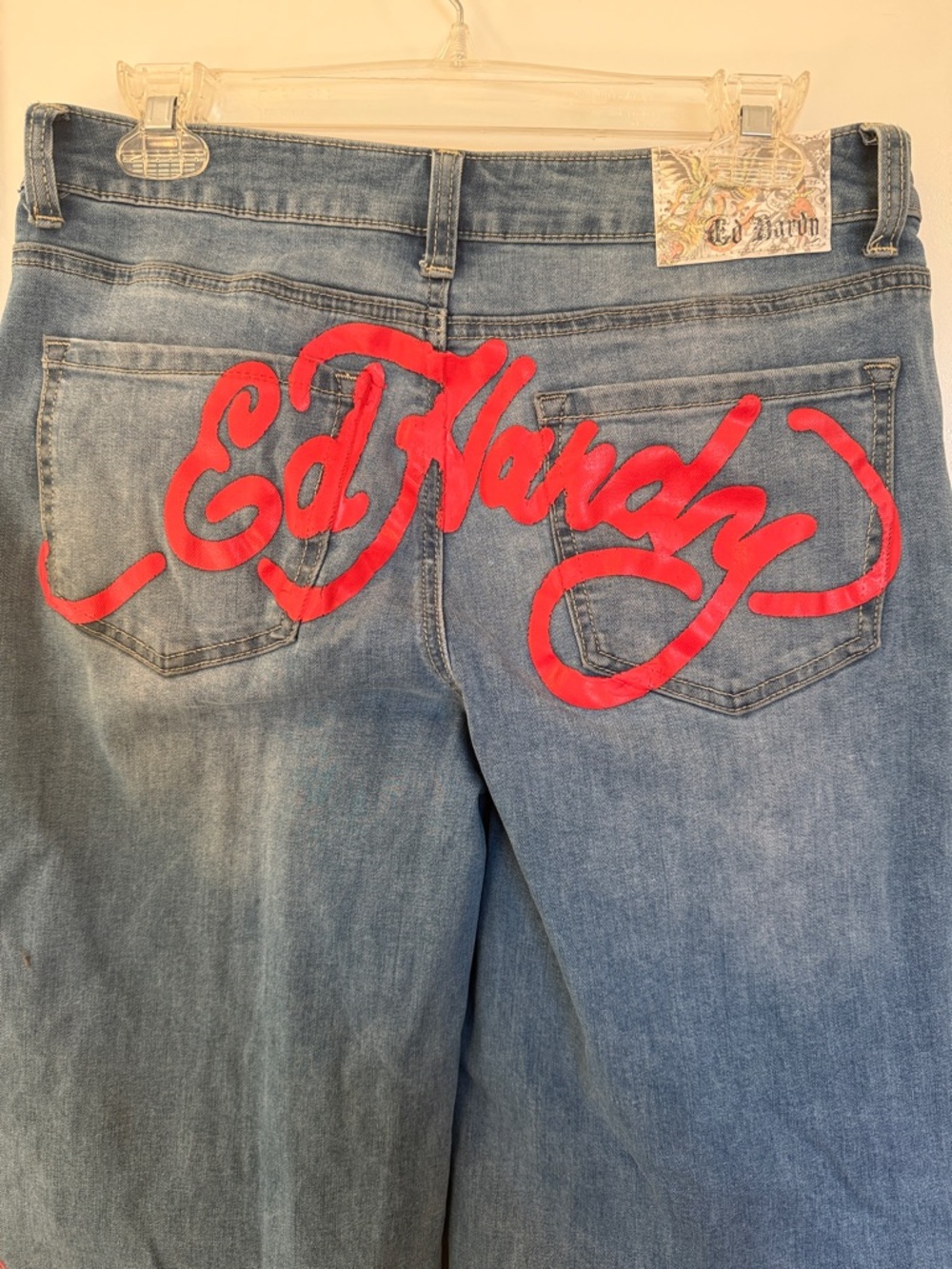 Ed Hardy Women's Blue Denim Jeans with Dragon - Picture 3 of 8